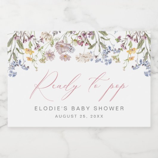 Wildflower Mini Mousserende Wijnlabels Klaar voor  Sparkling Wijnetiket (Enkel label)