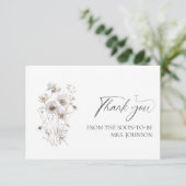 Wildflower minimalistisch bruids douche dank u bedankkaart (Staand voorkant)