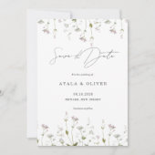Wildflower minimalistisch delicate bloemenbruiloft save the date (Voorkant)