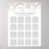 Wildflower minimalistische bruiloft 16 tafelstoele poster (Voorkant)