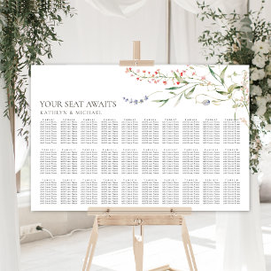 Wildflower minimalistische bruiloft 30 tafel zitpl poster