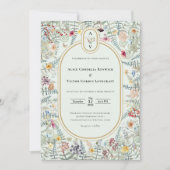  Wildflower Mint Bruiloft Monogram Foto Kaart (Voorkant)