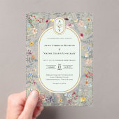 Wildflower Mint Groen Bruiloft Monogram Acryl Uitnodigingen (Insitu (Draagbaar))