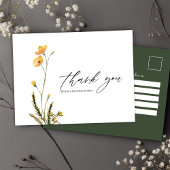Wildflower Modern Rustiek Elegante bruiloft Dank u Briefkaart