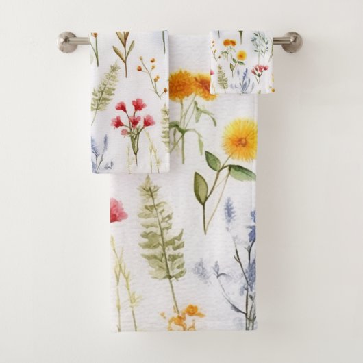 Wildflower moderne botanische Waterverf Bad Handdoek (Insitu)