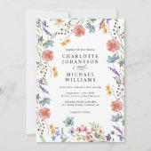 Wildflower Moderne Rustieke Tuin QR Code Huwelijk Kaart (Voorkant)