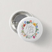 Wildflower Moeder van de Bruid Script Trouw Ronde Button 3,2 Cm (Voorkant /achterkant)