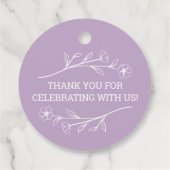 Wildflower Monogram Bruiloft Label in Lila (Achterkant)