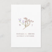 Wildflower monogram bruin herfst bruiloft gast inf informatiekaartje (Voorkant)