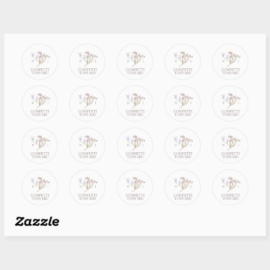 Wildflower monogram confetti gooit me de herfst br ronde sticker (Vel)