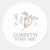 Wildflower monogram confetti gooit me de herfst br ronde sticker (Voorkant)