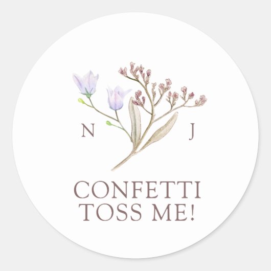 Wildflower monogram confetti gooit me de herfst br ronde sticker (Voorkant)