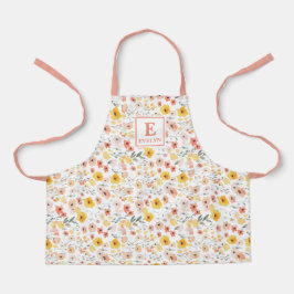 Wildflower monogram floral Apron Schort