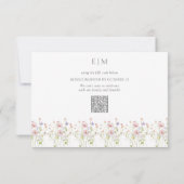  Wildflower Monogram QR Code Tuin Bruiloft RSVP Kaartje (Achterkant)