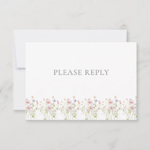  Wildflower Monogram QR Code Tuin Bruiloft RSVP Kaartje