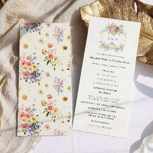 Wildflower Monogram   Sierlijk Boho Huwelijksprogr Programma