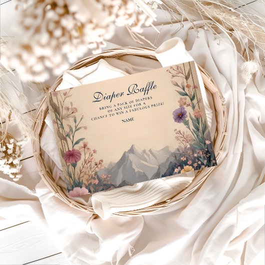 Wildflower Mountain Baby Shower Diapper Raffle  Informatiekaartje