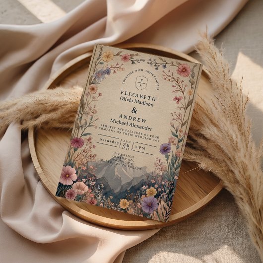 Wildflower Mountain Botanical Wedding Kaart