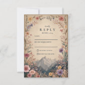 Wildflower Mountain Botanical Wedding RSVP Kaartje (Voorkant)