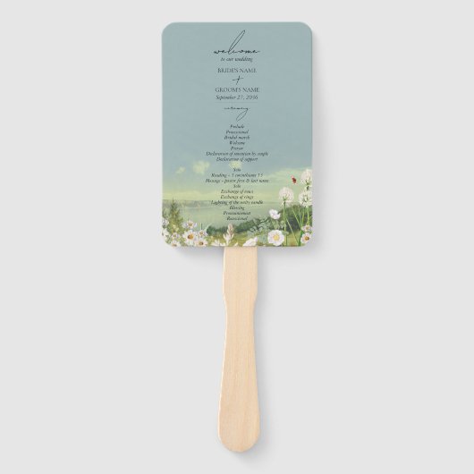 Wildflower Mountain Landschap Wedding Programma Handwaaier (Voorkant)