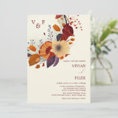 Wildflower Naam Initiaal Fall Wedding Kaart (Staand voorkant)