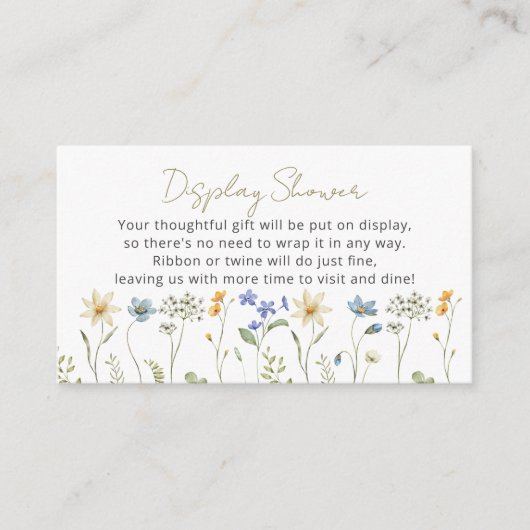Wildflower Neutraal Baby shower Display Douche Informatiekaartje (Voorkant)