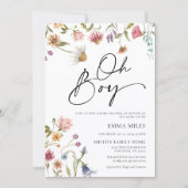 Wildflower Oh Boy Baby shower Kaart (Voorkant)
