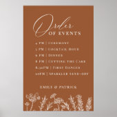 Wildflower Order of Events Bruiloft Terracotta Tek Poster (Voorkant)