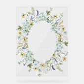 Wildflower Ovaal Krans Lijst bruiloft Welkom Acryl Bord (Voorkant)