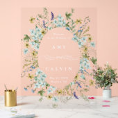 Wildflower Ovaal Krans Lijst bruiloft Welkom Acryl Bord (Huwelijk)