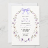 Wildflower Paarse Bow Baby shower Kaart (Voorkant)