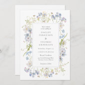 Wildflower Paarse en blauwe bloemen bruiloft Kaart (Voorkant / Achterkant)