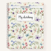 Wildflower patroon aangepaste naam schetsen notitieboek (Voorkant)
