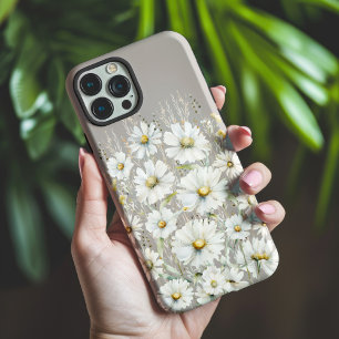 Wildflower patroon op beige iPhone 15 pro max hoesje