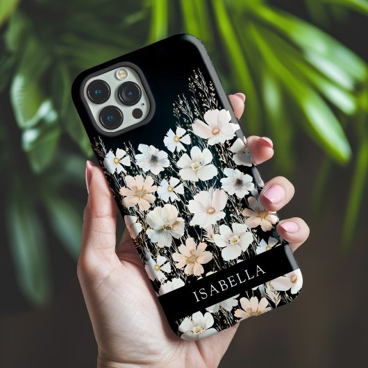 Wildflower Patroon op zwart Gepersonaliseerd Case-Mate iPhone Case