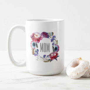 Wildflower Peony Floral met Feathers Moederdag Koffiemok