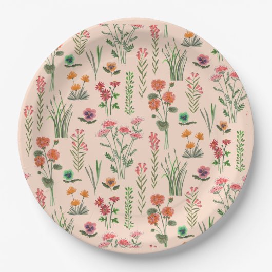 Wildflower perzik Vrijgezellenfeest Papieren Bordje (Voorkant)