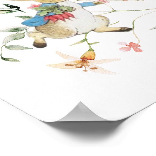 Wildflower Peter het Konijn Baby shower Welkom Poster (Hoek)