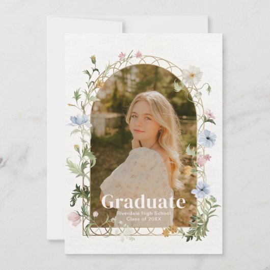 Wildflower Photo Graduation Party Invitation (Devant)