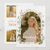 Wildflower Photo Graduation Party Invitation (Devant / Derrière)