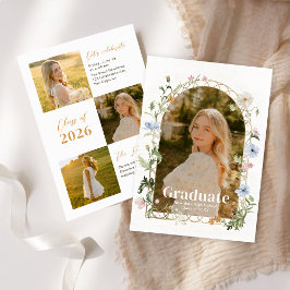 Wildflower Photo Graduation Party Invitation Kaart