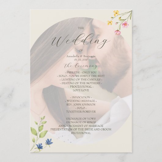 Wildflower Photo Wedding Program Programma (Voorkant)