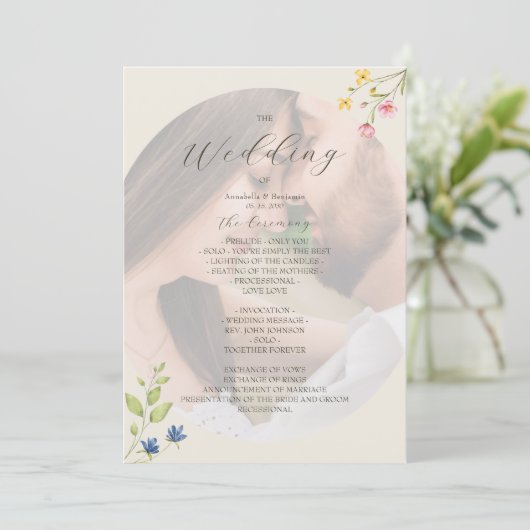 Wildflower Photo Wedding Program Programma (Staand voorkant)