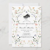 Wildflower Piano White Recital Invitation (Devant)