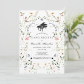 Wildflower Piano White Recital Invitation (Debout devant)