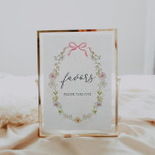 Wildflower Pink Bow Favors Douche Sign Poster