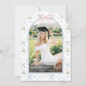 Wildflower Pink Bow Graduation Kaart (Voorkant)