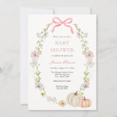 Wildflower Pink Bow Pumpkin Baby shower Kaart (Voorkant)