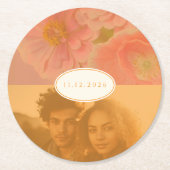  Wildflower Pink Poppy Bewaar de datum Ronde Kartonnen Onderzetter (Voorkant)