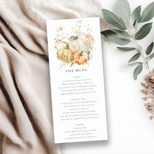 Wildflower Pompoen Waterverf Wedding Menu Kaart